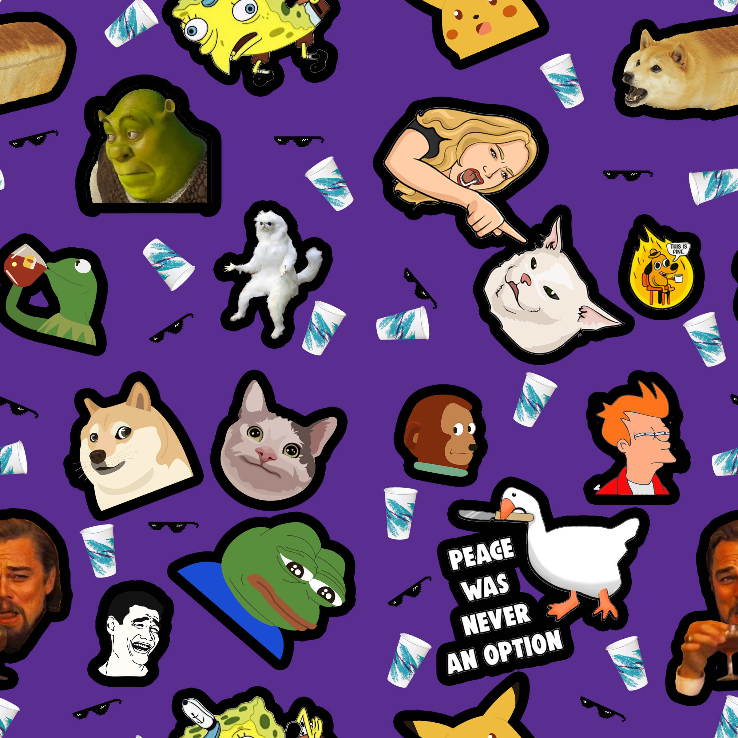 Purple internet meme pattern