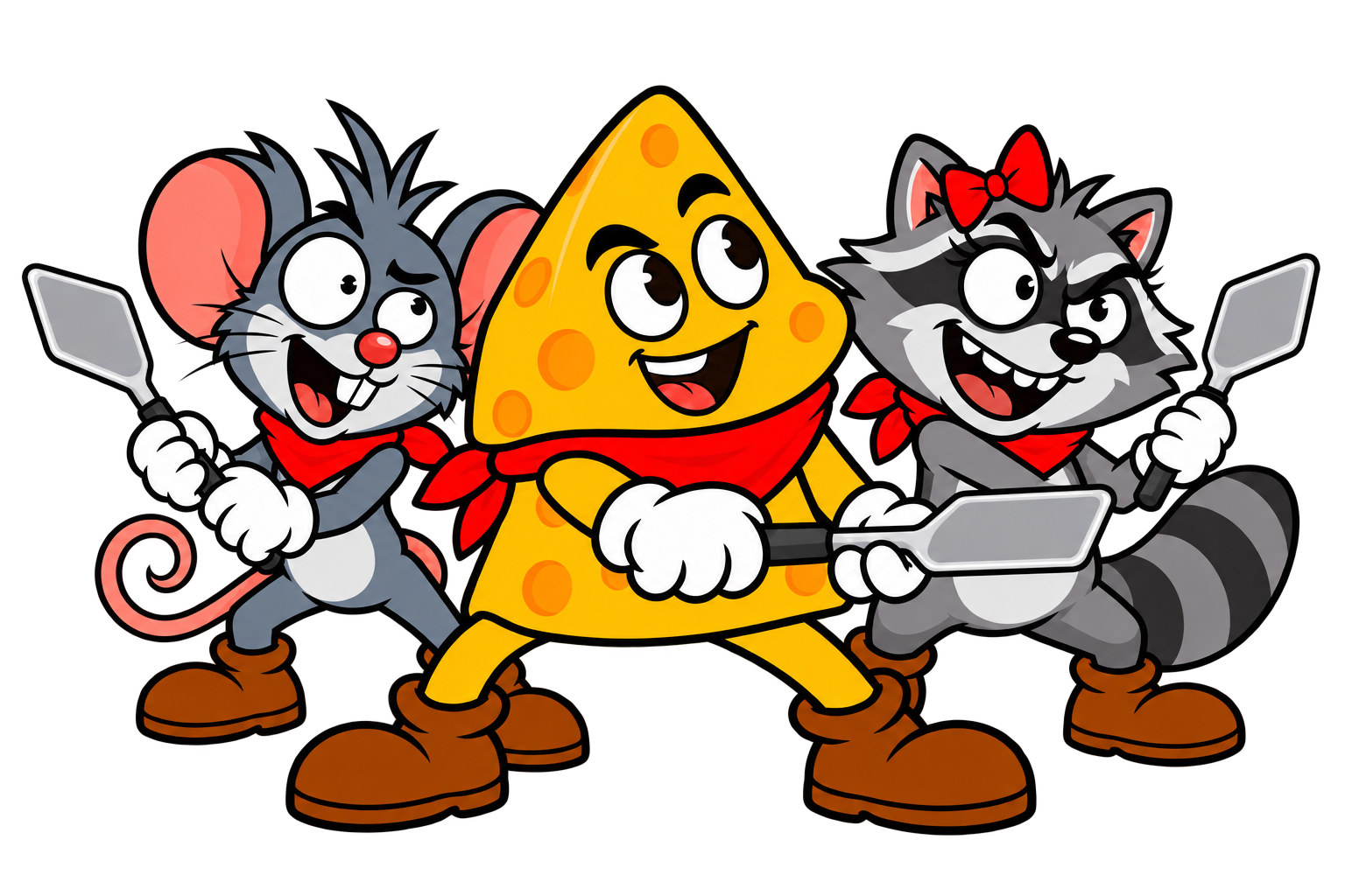 Big Cheese Stack Attack game with its three original characters